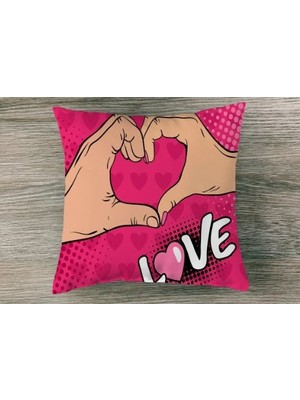 Rosie Art Pembe Love Popart Yastık Kılıfı