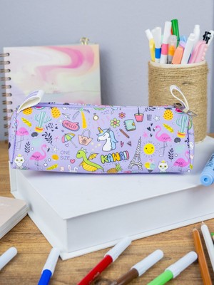 OneSize Kalem Kutusu Unicorn-Flamingo Kawaii Üçgen Tasarım Vegan Deri Kalemlik