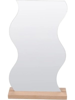 Hubstein Düzensiz Estetik Asimetrik Ahşap Makyaj Aynası Çerçevesiz, Dekoratif Masa Oturma Odası,zikzak Ayna