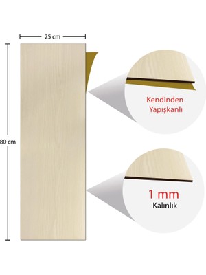 Tink Kendinden Yapışkanlı Beyaz Huş Desenli Pvc Parke 25 x 80 cm / 5 Adet / 1 M²