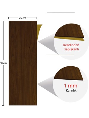 Tink Kendinden Yapışkanlı Teak Desenli Pvc Parke 25 x 80 cm / 5 Adet / 1 M²