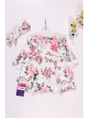 Beruflic Çiçek Desenli Fiyonk Bandanalı Kız Elbisesi