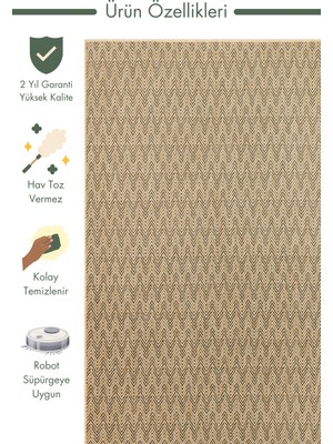 Carpetdocia Dream Iç ve Dış Mekan Kullanımına Uygun Kolay Temizlenebilir Sisal Görünümlü Halı 02 Natural Blackxw