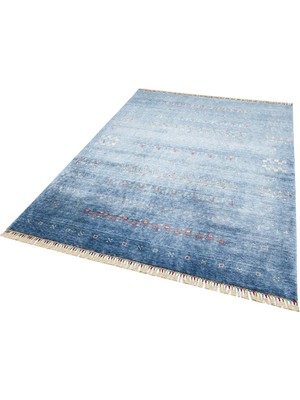 Carpetdocia Oushak Carnaval %100 Naturel Kolay Temizlenir El Emeğiyle Üretilen Tensel Modern Uşak Halısı 06 Blue