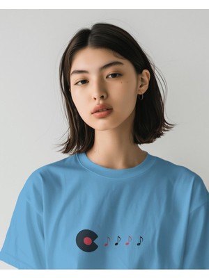 Parspera Shop Mavi Oversize T-Shirt Unisex Baskılı Music