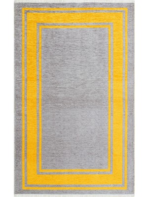 Carpetdocia Yellowstone Pamuklu Yıkanabilir Çift Taraflı Oturma Odası Koridor Mutfak Iskandinav Kilim 06GREYYEL