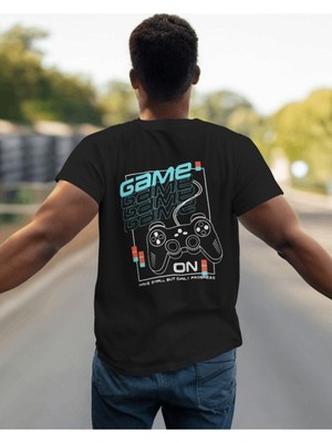 Parspera Shop Siyah Oversize T-Shirt Unisex Baskılı Gamer