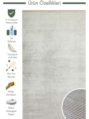 Carpetdocia Montenegro Viskon Karışımlı Sade Desenli Sık Dokuma Oturma Odası Salon Koridor Modern Halı 01 Grey