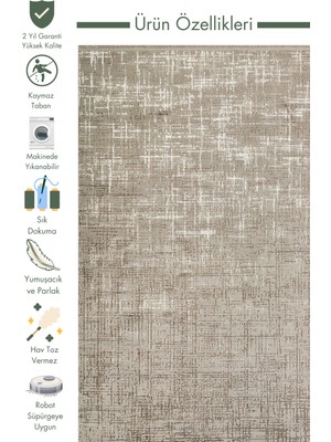 Carpetdocia Cesaira Sık Dokuma Yıkanabilir Kaymaz Tabanlı Oturma Odası Salon Koridor Parlak Modern Halı 03 Grey