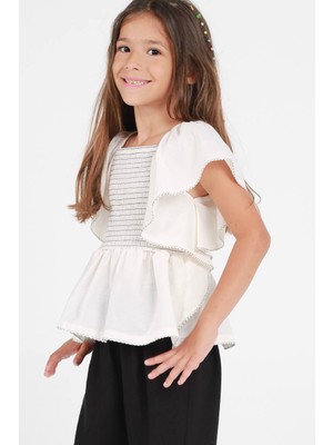 HC Kids Wear Kız Çocuk Fırfırlı Bluz Pantolon Alt Üst Takım Elbise