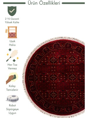 Carpetdocia Kabil Afgan Yağcıbedir Desenli El Emeğiyle Özel Tezgahlarda Üretilen Tensel Uşak Halısı 960 Red Q