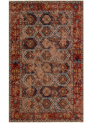 Carpetdocia Kapadokya Antik Desenli Oturma Odası Salon Mutfak Koridor Yıkanabilir Kaymaz Tabanlı Kilim 03 Multy