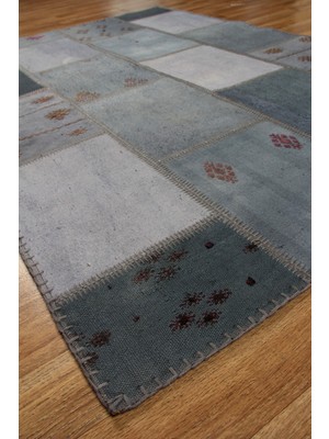 Carpetdocia Maldives %100 Naturel Pamuk Yün Salon Oturma Odası Geleneksel Kendir Patchwork Kilim 01 Stone