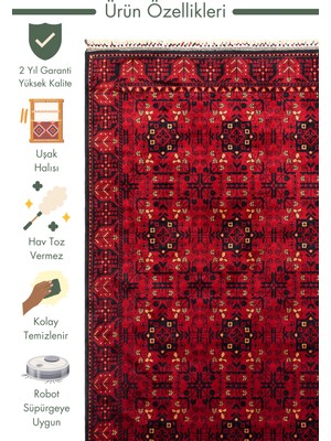 Carpetdocia Kabil Afgan Yağcıbedir Desenli El Emeğiyle Özel Tezgahlarda Üretilen Tensel Uşak Halısı 952 Red