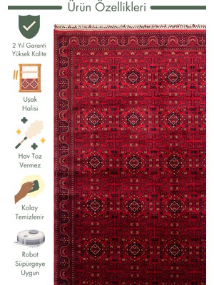 Carpetdocia Kabil Afgan Yağcıbedir Desenli El Emeğiyle Özel Tezgahlarda Üretilen Tensel Uşak Halısı 960 Red