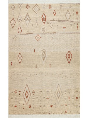 Carpetdocia Maya %100 Naturel Pamuk Yıkanabilir Çift Taraflı Oturma Odası Mutfak Koridor Modern Kilim 37 Terra