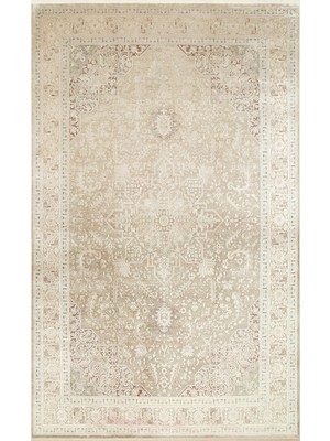 Carpetdocia Golden Serisi %100 Naturel Yumuşak Dokulu Vintage Esintilere Sahip Sık Dokuma Salon Halısı 02 Beıge