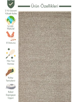 Carpetdocia Woolstar %100 Naturel Kazak Desenli Salon Oturma Odası Koridor Antre El Dokuma Örgü Halı Brown