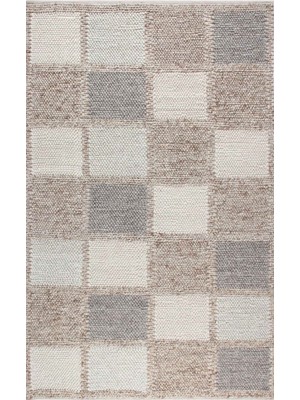 Carpetdocia Woolstar %100 Naturel Kazak Desenli Salon Oturma Odası Koridor Antre El Dokuma Örgü Halı Marjory Nat