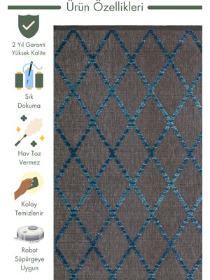 Carpetdocia Sri Lanka Hav Toz Vermez Oturma Odası Salon Koridor Mutfak Yatak Odası Modern Halı 04 Antrasıt Blue