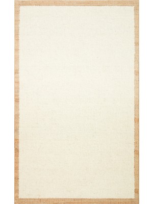 Carpetdocia Urumchi %100 Naturel Yün Jüt Karışımı Oturma Odası Salon Koridor Mutfak El Dokuma Halı 01KREMNATURAL