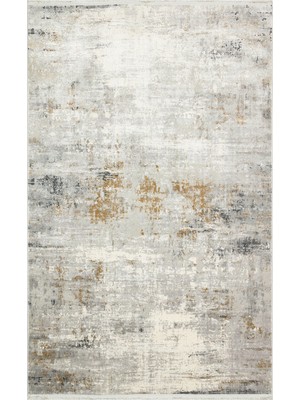 Carpetdocia Pasific Serisi Eskitme Desenli Salon Oturma Odası Koridor Antre Modern Halı 10 Grey Gold Xw