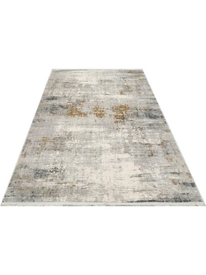 Carpetdocia Pasific Serisi Eskitme Desenli Salon Oturma Odası Koridor Antre Modern Halı 10 Grey Gold Xw