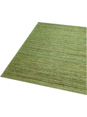 Carpetdocia Knit Jüt %100 Naturel Oturma Odası Koridor Antre Mutfak Balkon El Dokuma Halı Trıple Green Xw