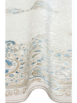 Carpetdocia Üsküdar Serisi Yüksek Kaliteli Sık Dokuma Modern Salon Halısı 01 Cream Blue