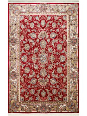 Carpetdocia Topkapı Serisi Yüksek Kalite Sık Dokuma Klasik Desenli Özel Işıltılı Salon Halısı 01 Red