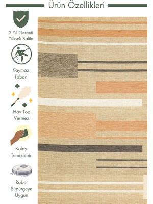 Carpetdocia Arizona Hasır Görünümlü Modern Oturma Odası Salon Koridor Mutfak Kaymaz Kilim 06 Natural Terra