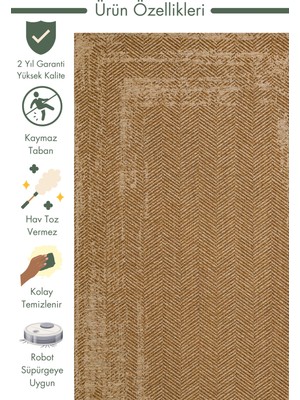 Carpetdocia Arizona Hasır Görünümlü Modern Oturma Odası Salon Koridor Mutfak Kaymaz Kilim 04 Natural Beıge