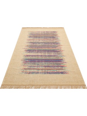 Carpetdocia Arizona Hasır Görünümlü Modern Oturma Odası Salon Koridor Mutfak Kaymaz Kilim 02 Natural Multy