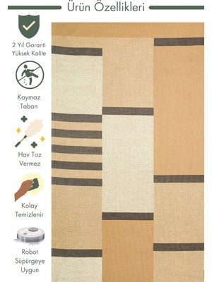 Carpetdocia Arizona Hasır Görünümlü Modern Oturma Odası Salon Koridor Mutfak Kaymaz Kilim 14 Natural Grey