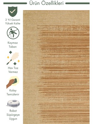 Carpetdocia Arizona Hasır Görünümlü Modern Oturma Odası Salon Koridor Mutfak Kaymaz Kilim 02 Natural Beıge