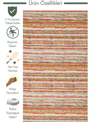 Carpetdocia Arizona Hasır Görünümlü Modern Oturma Odası Salon Koridor Mutfak Kaymaz Kilim 12 Multy