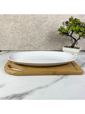 INNOX 32CM Oval Iskender Tabağı Polikarbon Kayık Tabak Yıkanabilir ve Mikrodalgaya Uygun