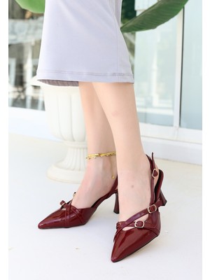 Oby Shoes & Bag Liwan Bordo Rugan Topuklu Ayakkabı