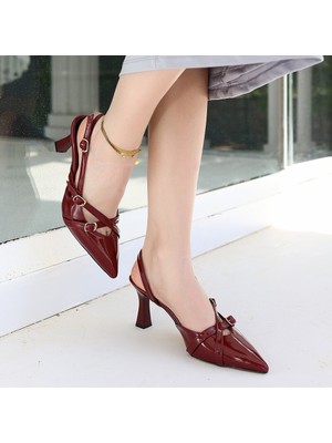 Oby Shoes & Bag Liwan Bordo Rugan Topuklu Ayakkabı