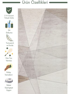 Carpetdocia Monza Geometrik Desenli Yüksek Kalite Sık Dokuma Parlak Modern Salon Halısı 07 Cream Gold