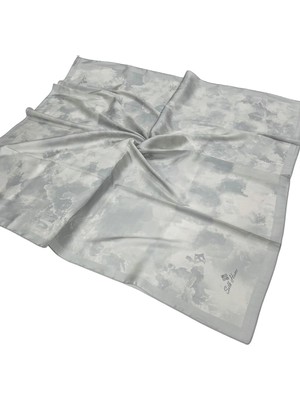 Silk Home Desenli Shiny Eşarp - 8647 - Açık Gümüş