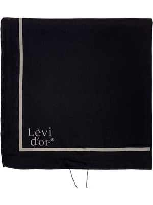 Levidor Şeritli Düz Twill Ipek Eşarp - Siyah