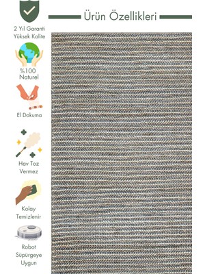 Carpetdocia Knit Jüt %100 Naturel Oturma Odası Koridor Antre Mutfak Balkon El Dokuma Halı C-1512 Navy Multy Xw