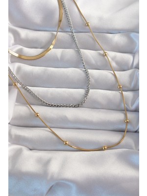 Clariss 316L Çelik Çift Renk Uzun Çoklu Kolye