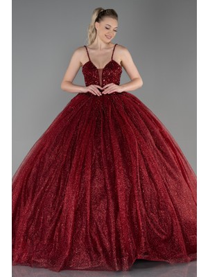 Abiyefon Prenses Model Simli Uzun Özel Tasarım Abiye ABU2138