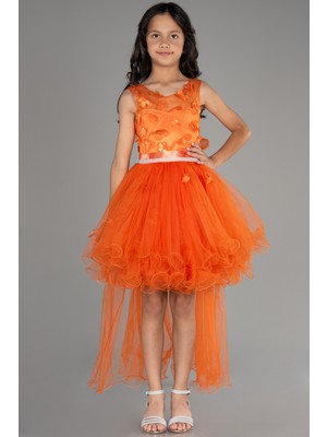 Abiyefon Önü Kısa Arkası Uzun Çiçekli Kız Çocuk Abiye ABO106