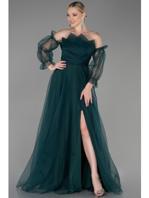 Abiyefon Uzun Kol Dalya Abiye Elbise ABU2076