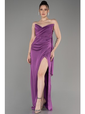 Abiyefon Straplez Bacak Dekolteli Uzun Şifon Abiye ABU3947