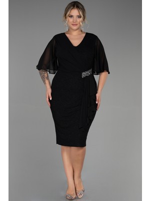 Abiyefon Kısa Kol Simli Büyük Beden Abiye ABK1826