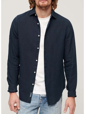 Superdry Normal Lacivert Düz Erkek Gömlek M4010607A11S_STUDIOS Casual Lınen L